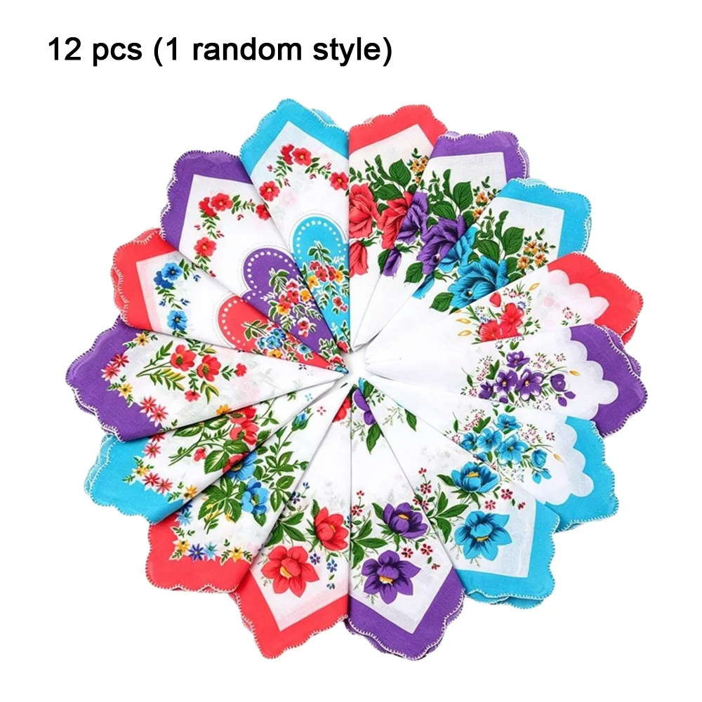 28cm Size Cotton Handkerchiefs 12 Pack Pure Cotton Tooth Edge Handkerchiefs Tooth Edge Trim Sweat Wipe Function