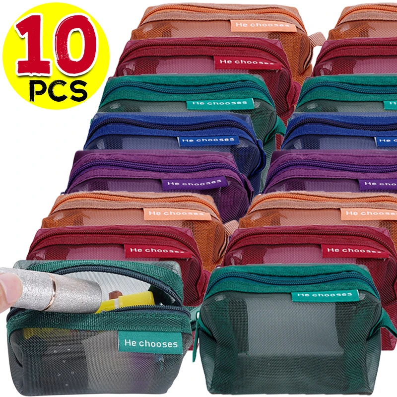 Portátil mini bolsa de moedas sacos de armazenamento de malha de náilon para chave de dinheiro batom fone de ouvido cabo de dados cartão de identificação titular de crédito atacado