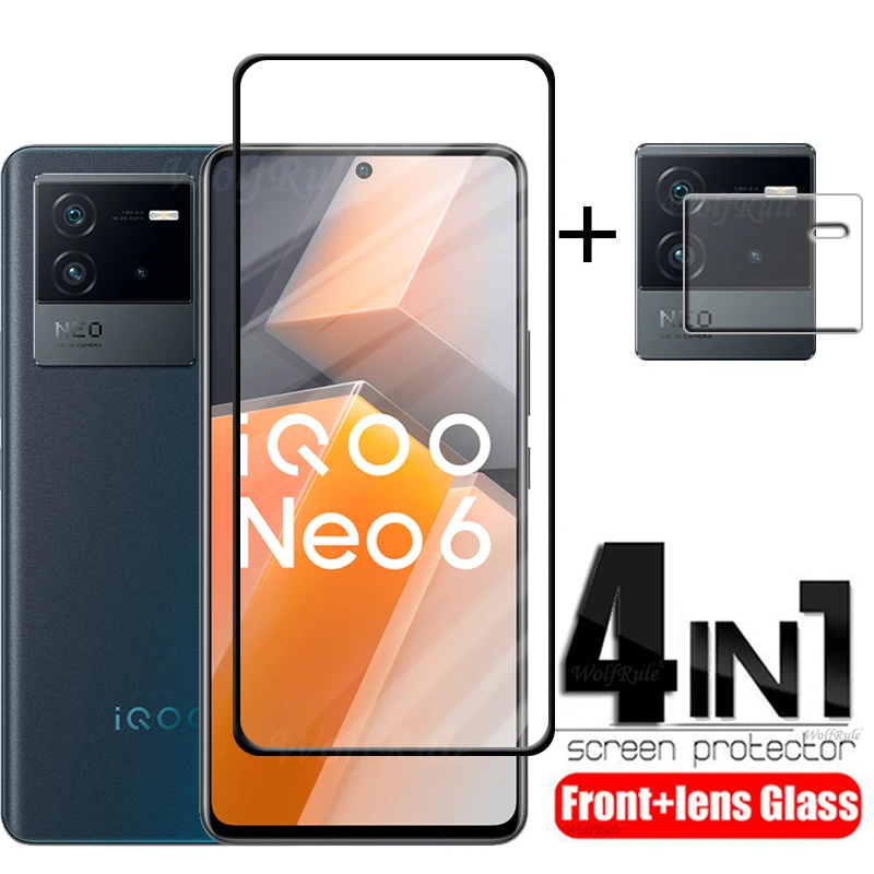 

4-в-1 для Vivo iQOO Neo 6 для Vivo iQOO Neo 6 закаленное стекло полное покрытие 9H HD Защита экрана для Vivo iQOO Neo 6 SE пленка для объектива