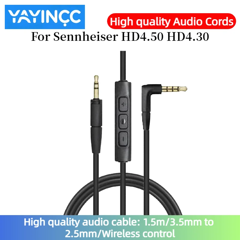 

High quality audio cable For Sennheiser HD4.50 HD4.30 Headset 3.5mm to 2.5mm plug Wireless control