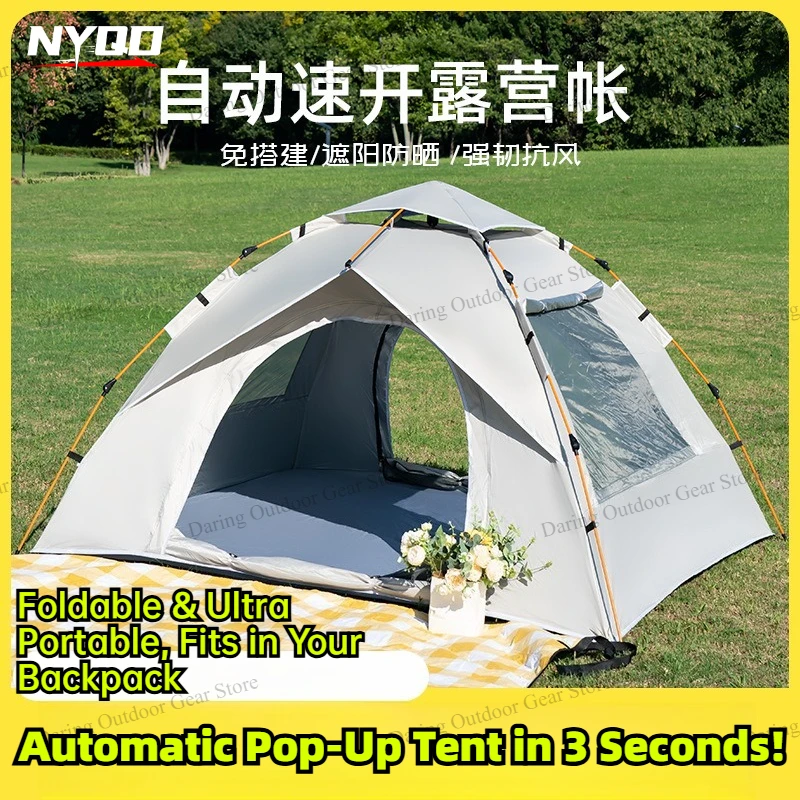 Carpa portátil automática desplegable, carpa de camping plegable impermeable, carpa de apertura rápida con un solo toque para playa y senderismo