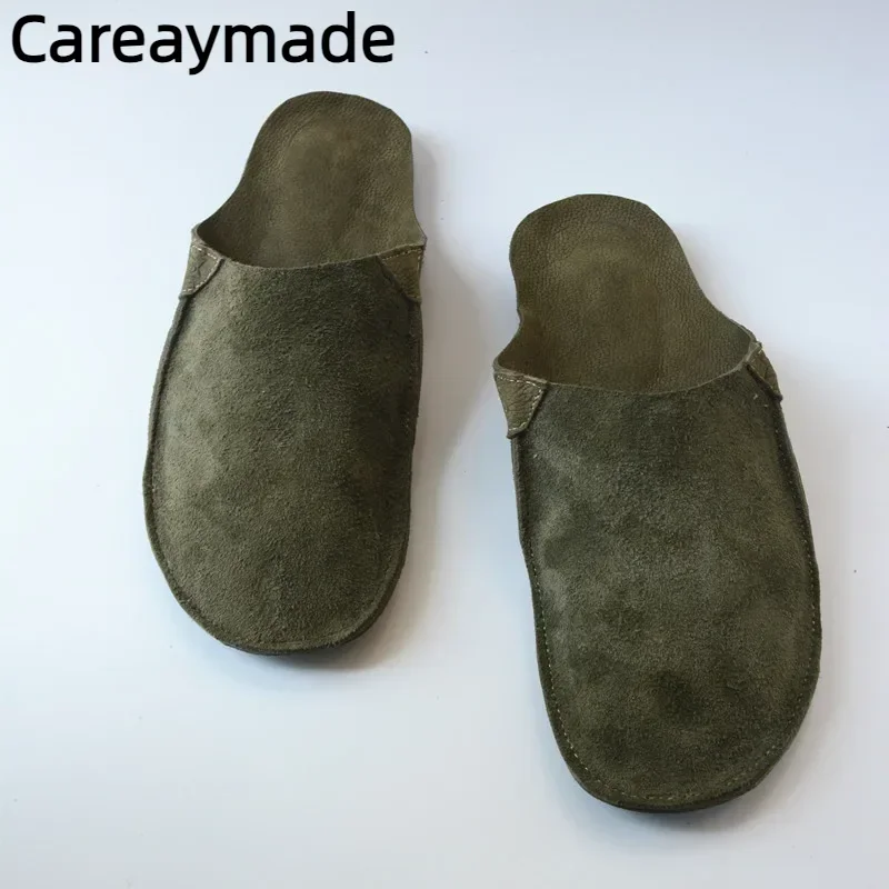 Тапки Careaymade из натуральной кожи для женщин, натуральная замша, слипоны, плоская подошва, ручная работа, летние, большие размеры 35-45, 9 цветов