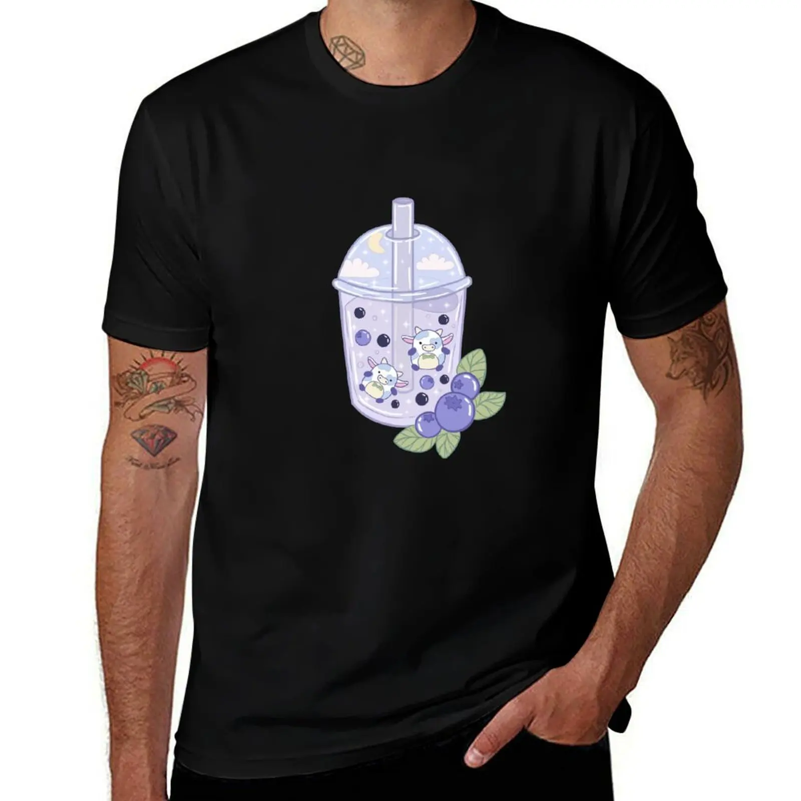 Camiseta de té Boba con leche de arándano, camiseta de manga corta, ropa hippie, cosas de anime, camiseta gráfica para hombre