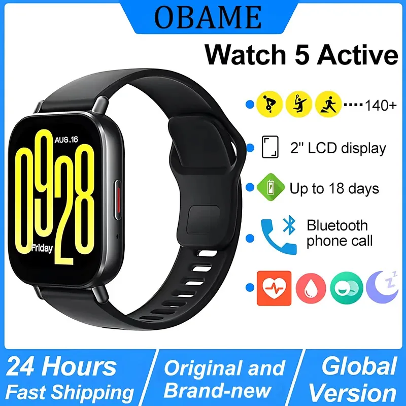 

Watch 5 Active Global Version Men Smartwatch 2'' LCD Display Bluetooth Phone Call 18 Days Battery Heart Rate For Xiaomi Redmi