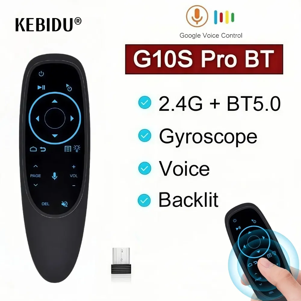 G10S PRO BT Voice Remote Control 2.4G With Bluetooth 5.0 Wireless Air Mouse Gyroscope Smart Remote Backlit For Android TV Box