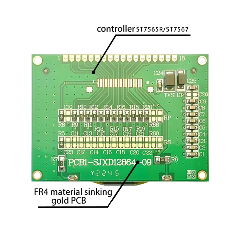 12864 cog matrix lcd display green blue color backlit JXD12864-09 cog lcd module cog12864