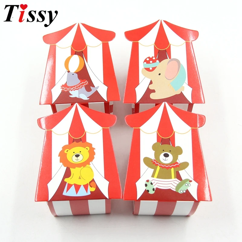 10PCS/Lot Cute Cartoon Circus Theme Party DIY Candy Box For Kids Birthday Party Baby Shower Decoration Candy Gift Box Supplies