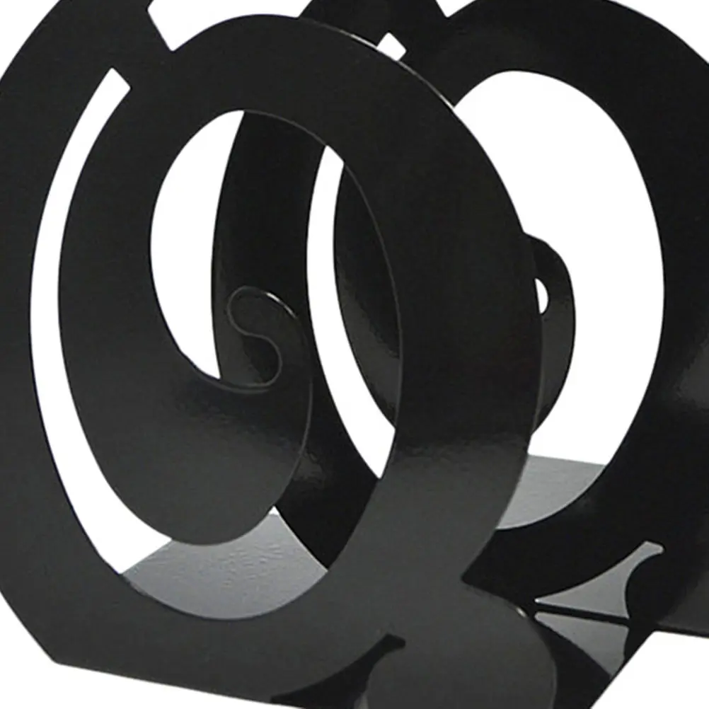 Pair Music Note Bookends Metal Treble Clef Black Non Skid Desktop Book Supports for Dvds Magazines Office Home Shelf