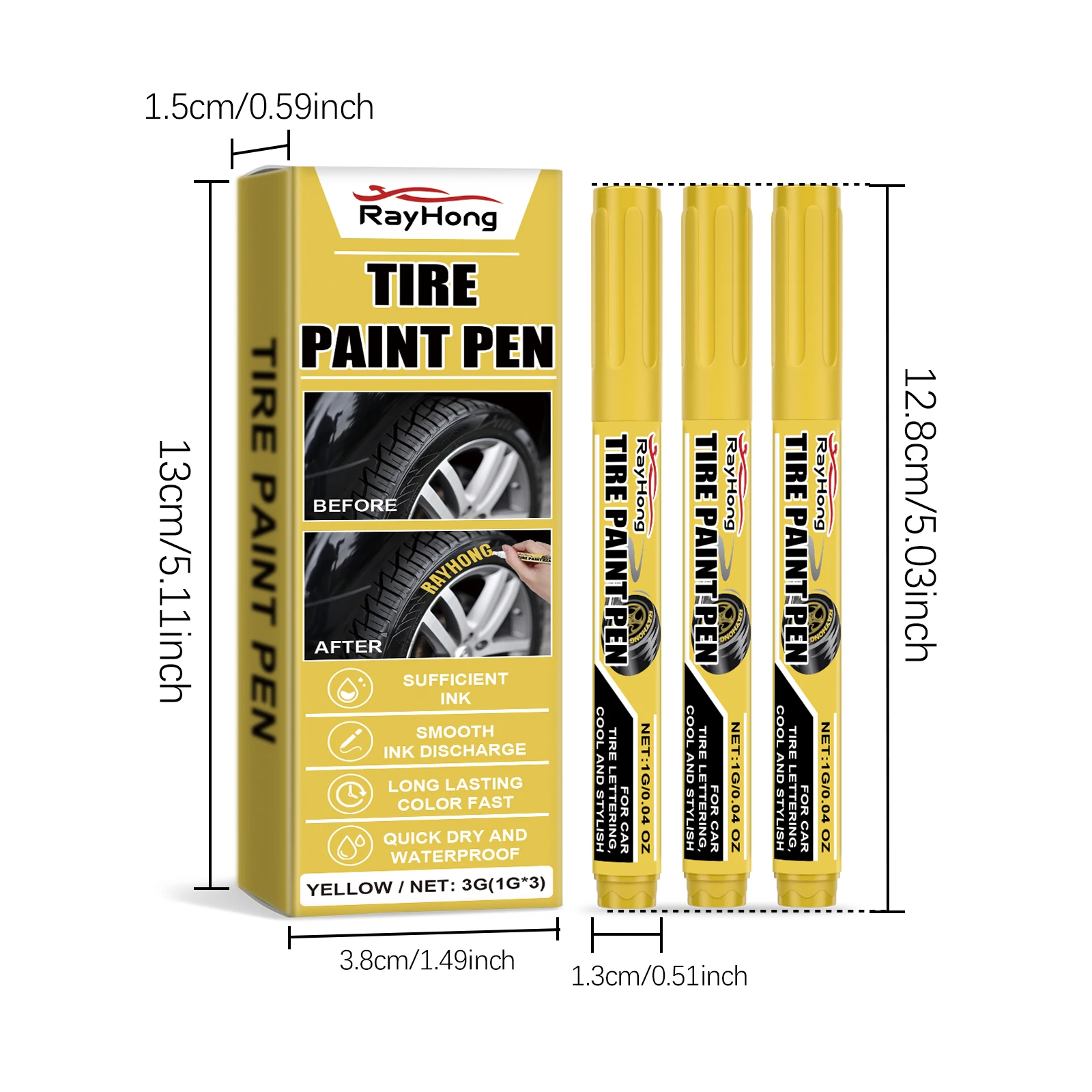 Car Tire Paint Pen Waterproof,Oil-Based Art Marker For Durable All-Weather Tire Lettering&Creative Designs-Long-Lasting image 4
