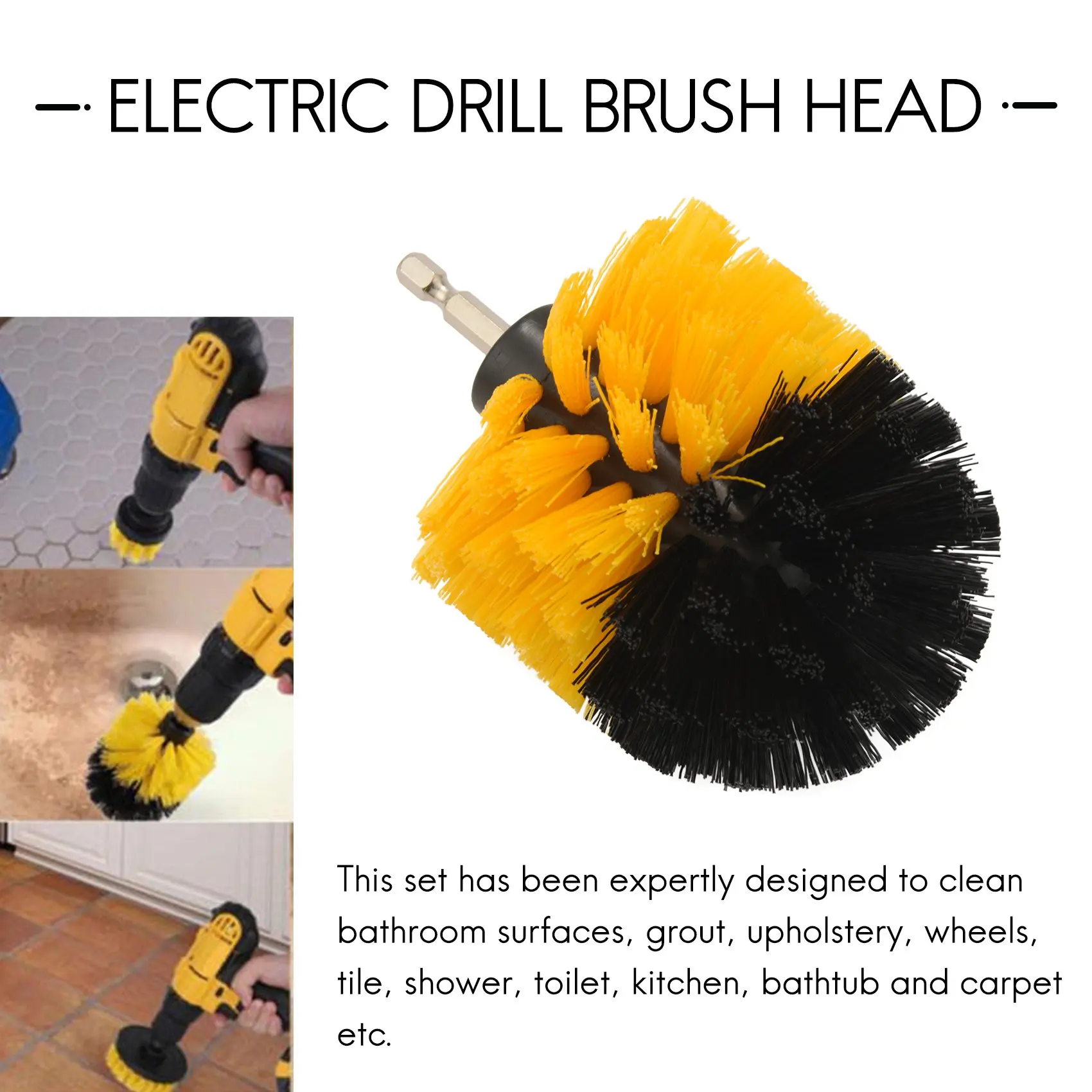 4Pcs Combinate Drill Brush Power Scrubbing Brush Drill Spin Scrubber Electric Cleaning Brush Fixing for Car Bathroom Wooden