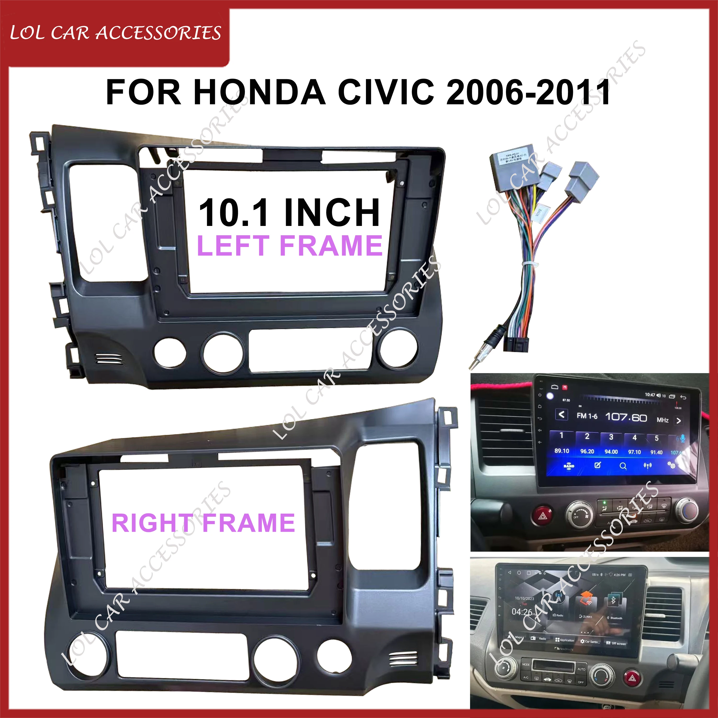 

LCA 10.1 Inch For Honda CIVIC 2006-2011 Car Radio Android MP5 Player Casing Frame 2 Din Head Unit Fascia Stereo Dash Cover