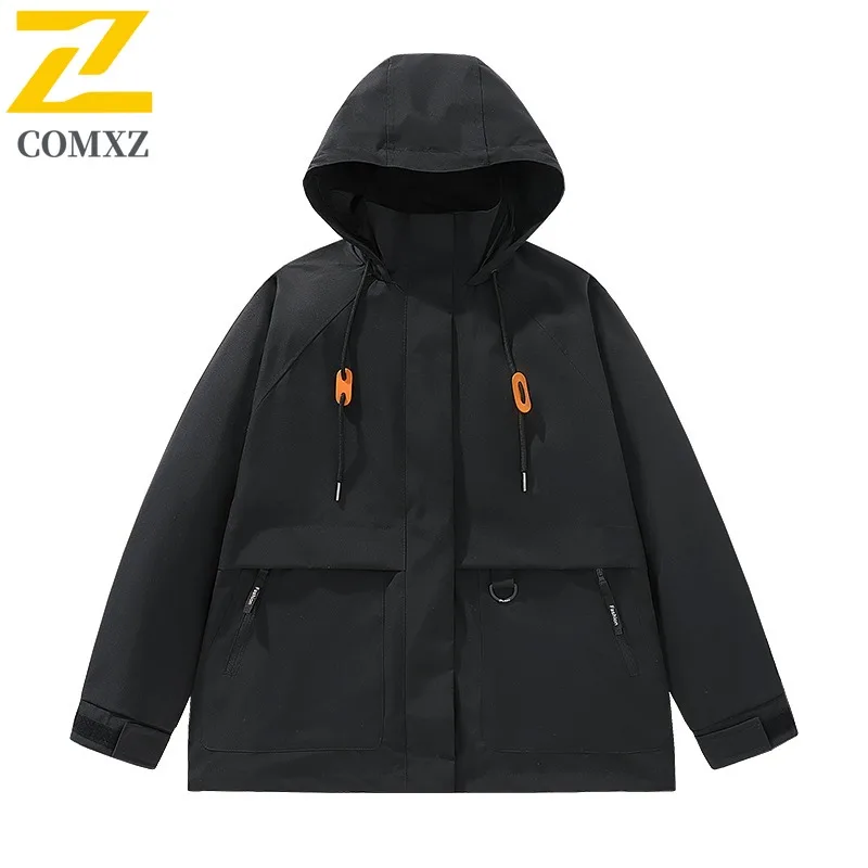 COMXZ الرجال السائق سترة عالية الموضة يندبروف في الهواء الطلق مقنعين الخريف الصيد السفر الستر مقنعين جديد المشي معطف الحد الأدنى #4