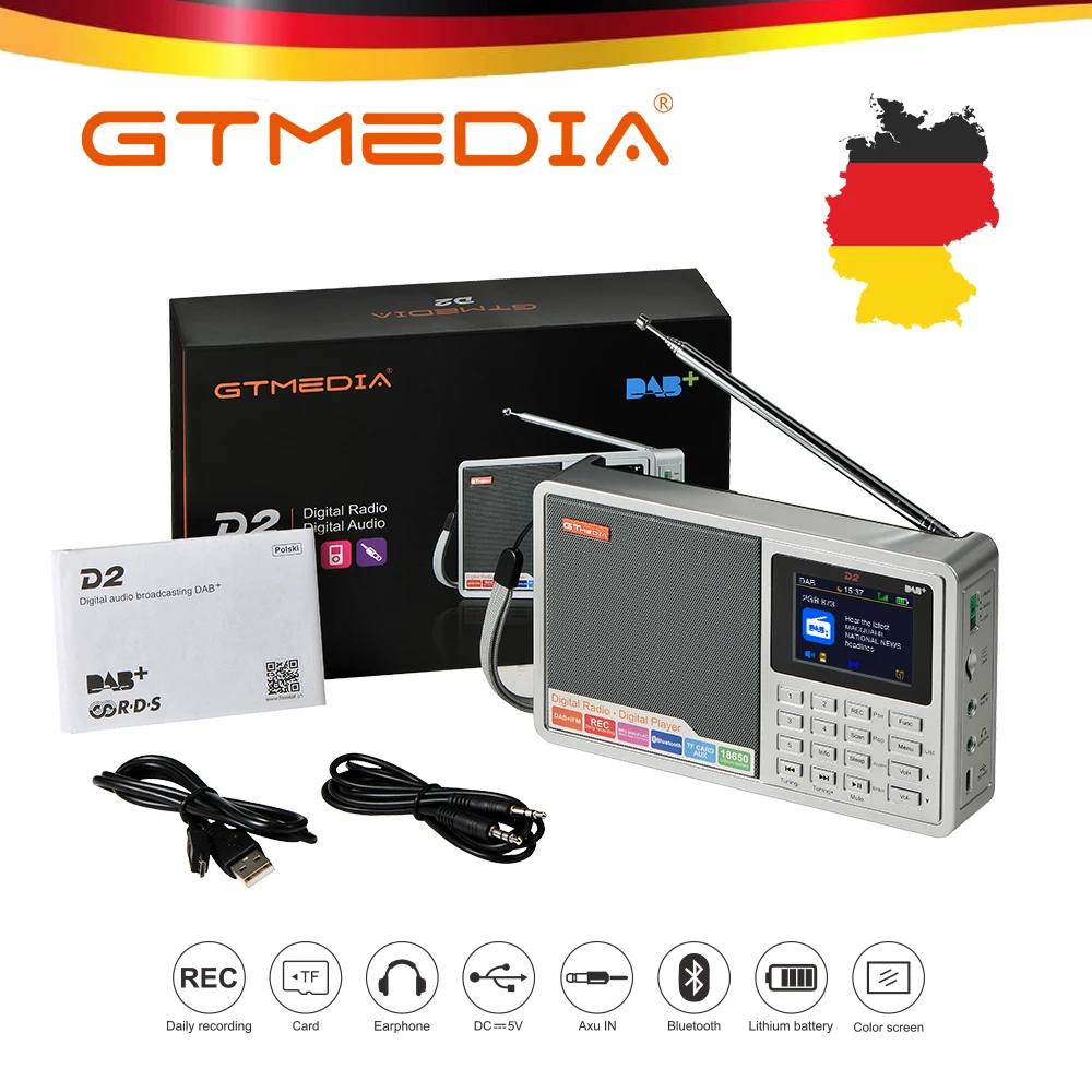 GTmedia D2 Support DAB+/TF/AUX Mini Digital RSD stereo FM DAB+ Radio TF SD Card Player Alarm Clock Multi Band DAB Radio Speaker