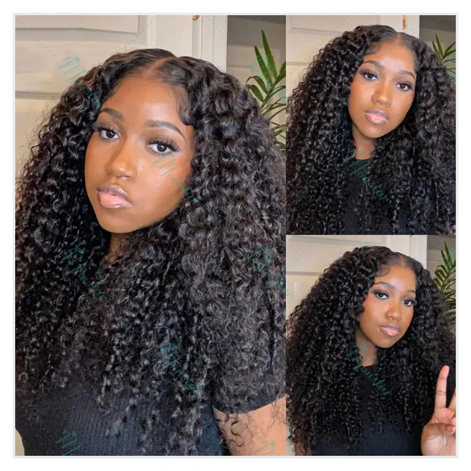 300% Density Kinky Curly Wigs Human Hair 13x4 13x6 HD Lace Front Human Hair Wig Raw Hair 360 Lace Front Wig Human Hair