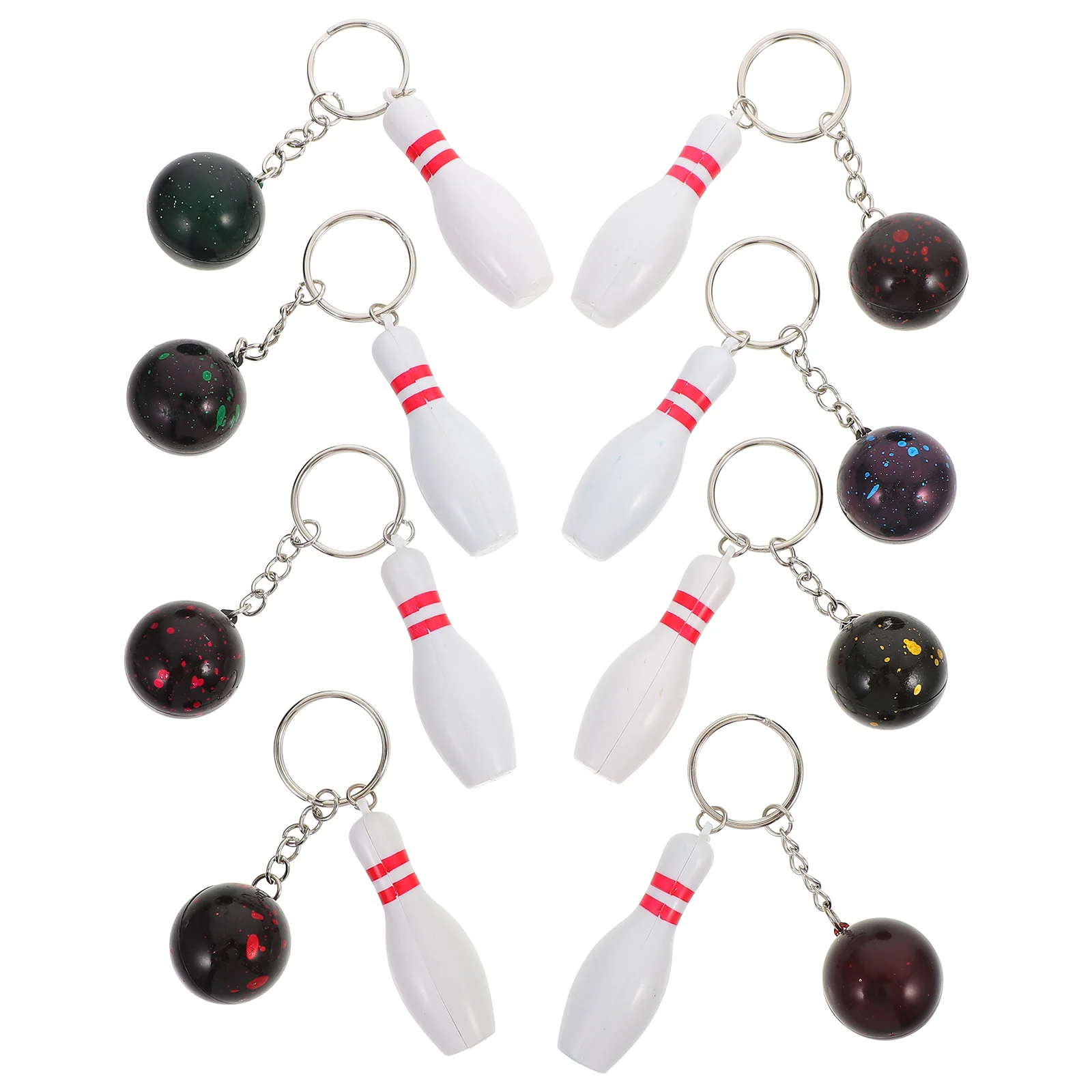 8 pièces Mini Bowling porte-clés accessoires créatif en plastique porte-clés pendentif porte-clés anneau porte-clés décoration cadeau suspendu Orname