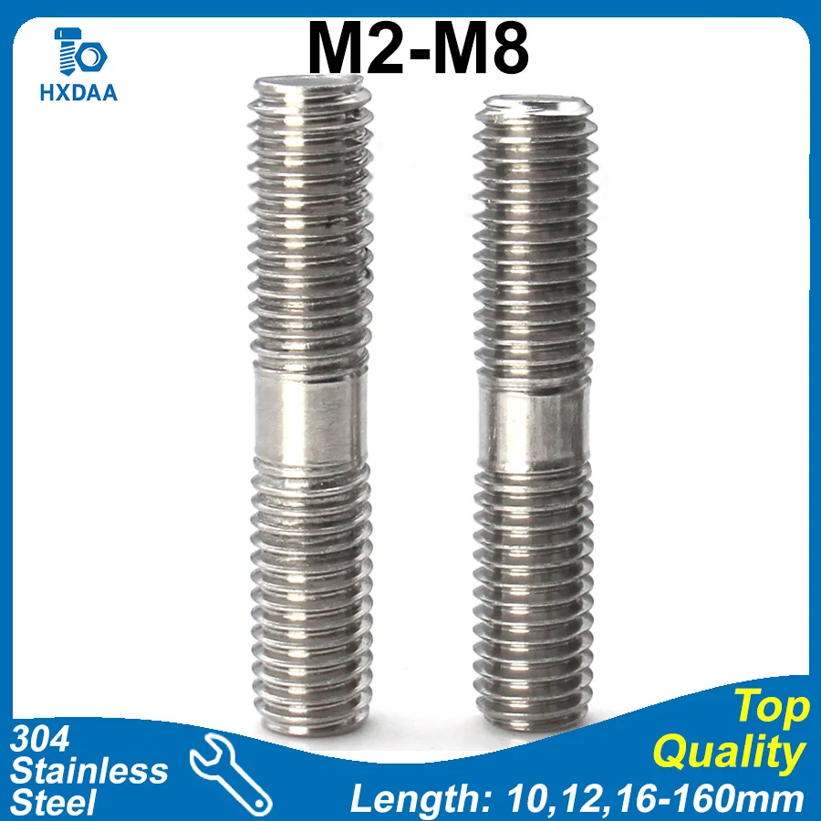 1-10 piezas M3 M4 M5 M6 M8 Varilla roscada de doble extremo de acero inoxidable 304, totalmente roscada, longitud de 10mm-160mm