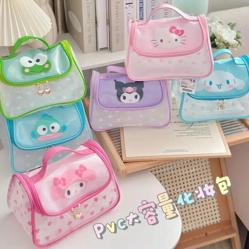 

Органайзер для косметики Sanrio Hello Kitty, сумка-клатч из ПВХ для женщин, дорожная, большая вместимость, водонепроницаемая, цвет макарон, для ручной клади, новинка