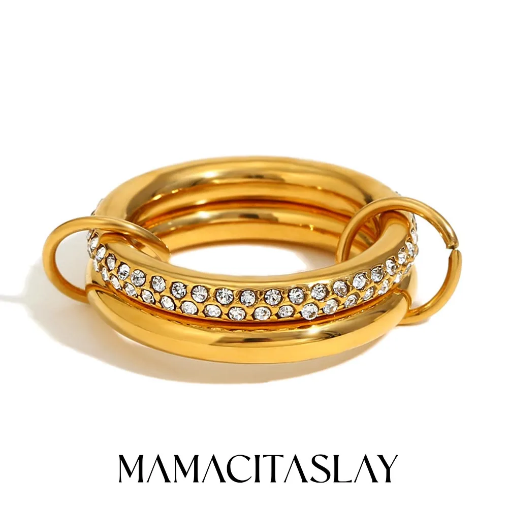 MamacitaSlay Einzigartige coole drei/vier Finger Kettenform variable Ringe Edelstahl trendiger wasserdichter Schmuck Damen Herren Geschenke