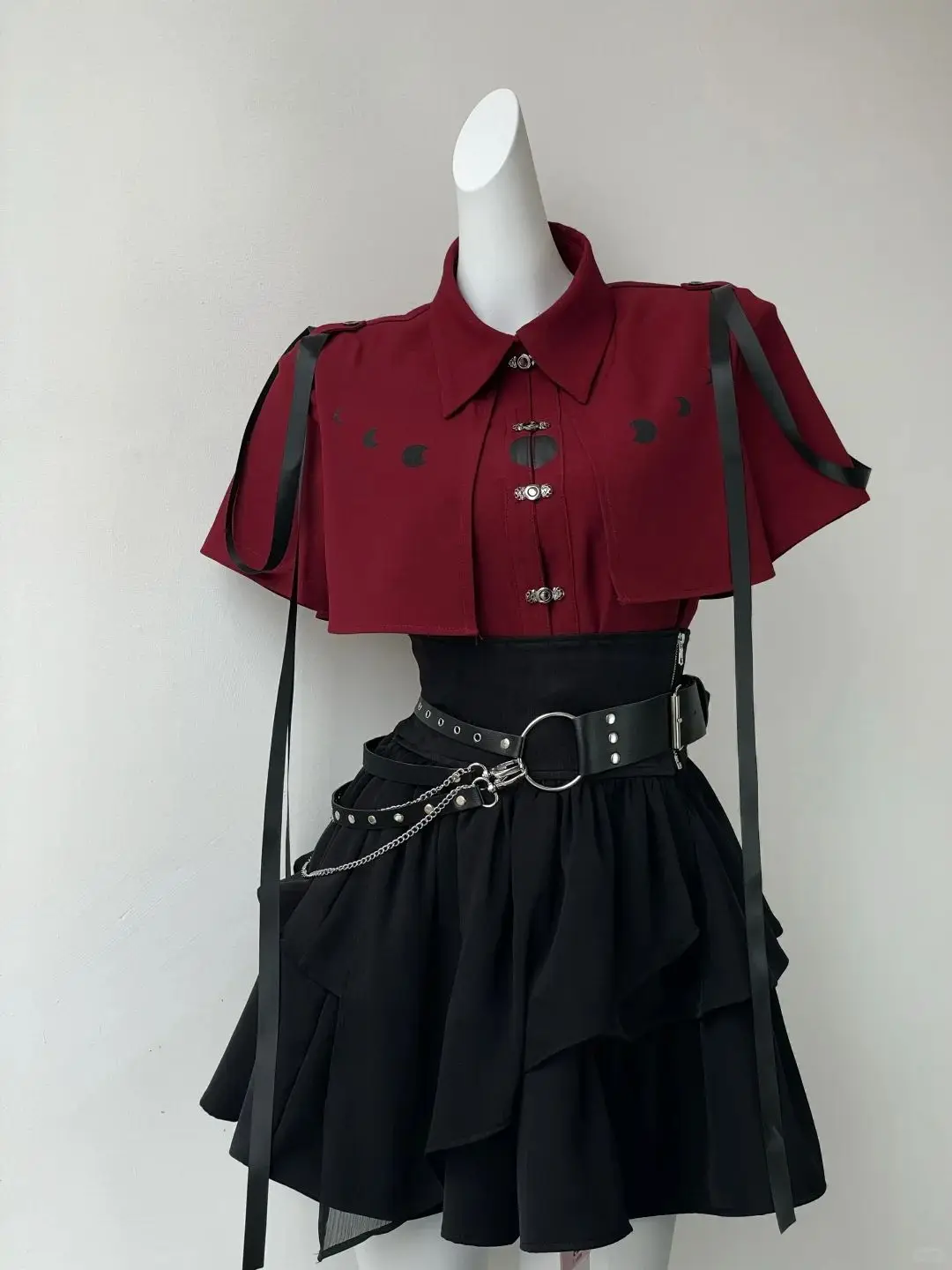 Mode Y2k jupe costume esthétique Style Lolita 2 pièces ensembles femmes chemises gothiques mince Mini jupes plissées femme Kawaii jupe