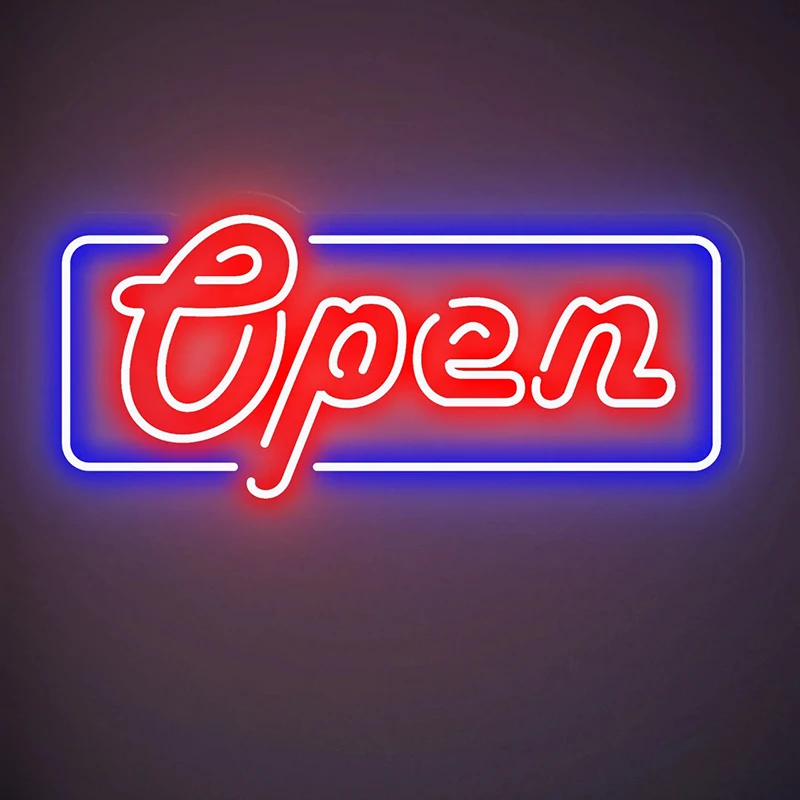 Open Neon Sign for Business Bar Open Neon Signs Custom Business Logo Hanging Wall Light Man-cave Decor Neon Wall Art LED Lights