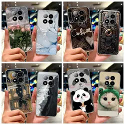 For Redmi Note 14 Pro Plus Phone Case Marble Panda Design Soft Silicone TPU Back Housing for Redmi Note14 14Pro+ Covers