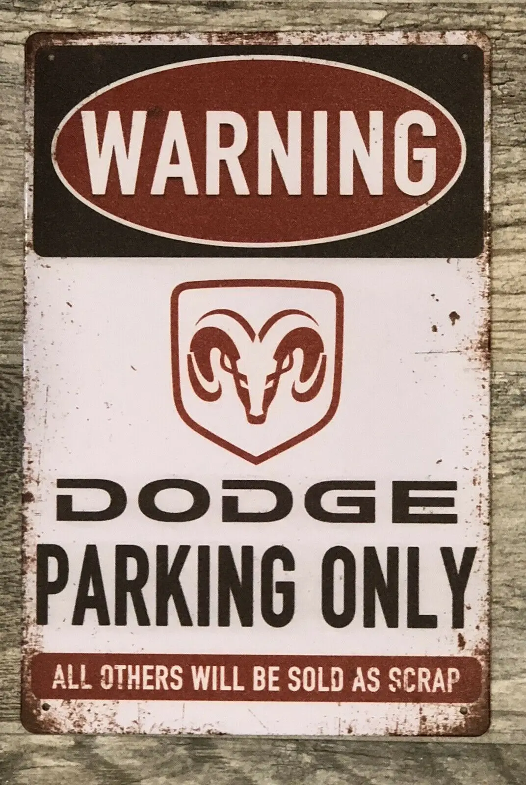 Warning Dodge Parking Only Tin Metal Sign for Garage Shop Charger Ram Decor Plaque Wall Art Man Cave Room Decoration