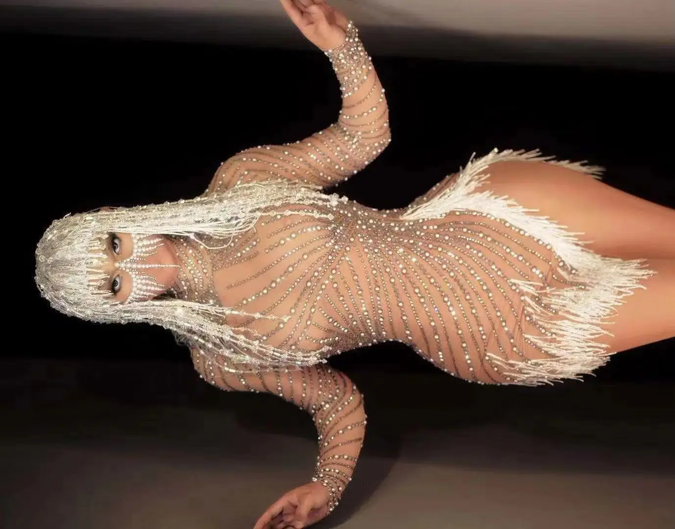 

Pearls Dress Women Sexy STAGE SHOW Birthday Prom Party Singer Dress Nightclub Dancer Stage Wear