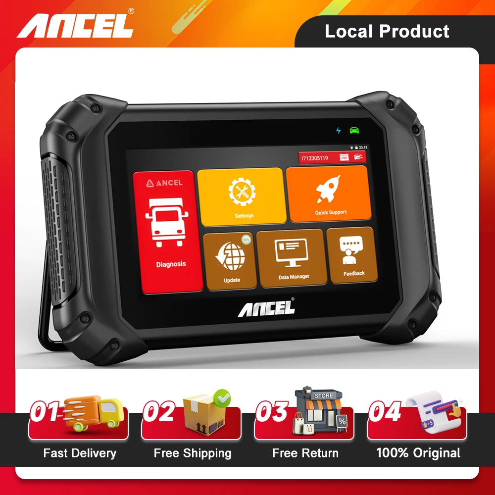 ANCEL V5 HD 24V Diesel Heavy Duty Truck Scanner Semi Truck ABS SRS D-P-F Regen 40+ Reset Full System Code Reader Diagnostic Tool