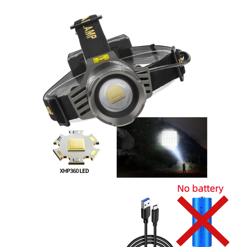 XHP360 Multi-Source 2*XHP50 Sensor-koplamp 30W Witte Laser-koplamp 1 x 26650 Koplamp