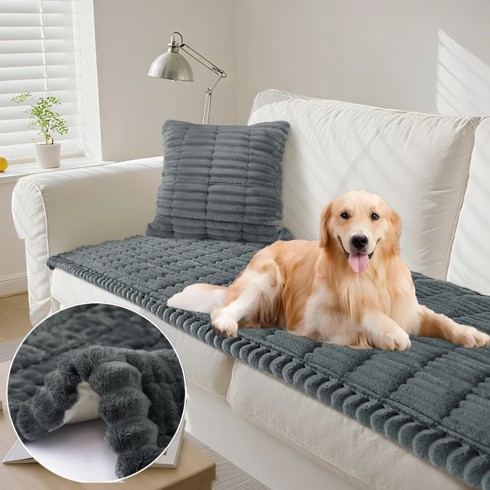 Plüsch-Cord-Sofabezüge, dick, weich, universelle Schonbezüge, rutschfester Couch-Sitzbezug, Möbelschutz für Zuhause und Wohnzimmer