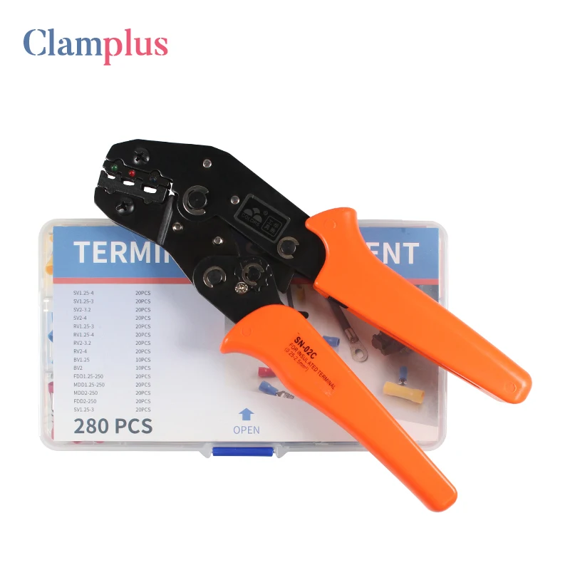 

SN-02C Hand Crimping Tool 0.25-2.5mm² Adjustable Crimper Pliers Cable Lugs Assortment Kit Wire Crimp Mini Tool Set