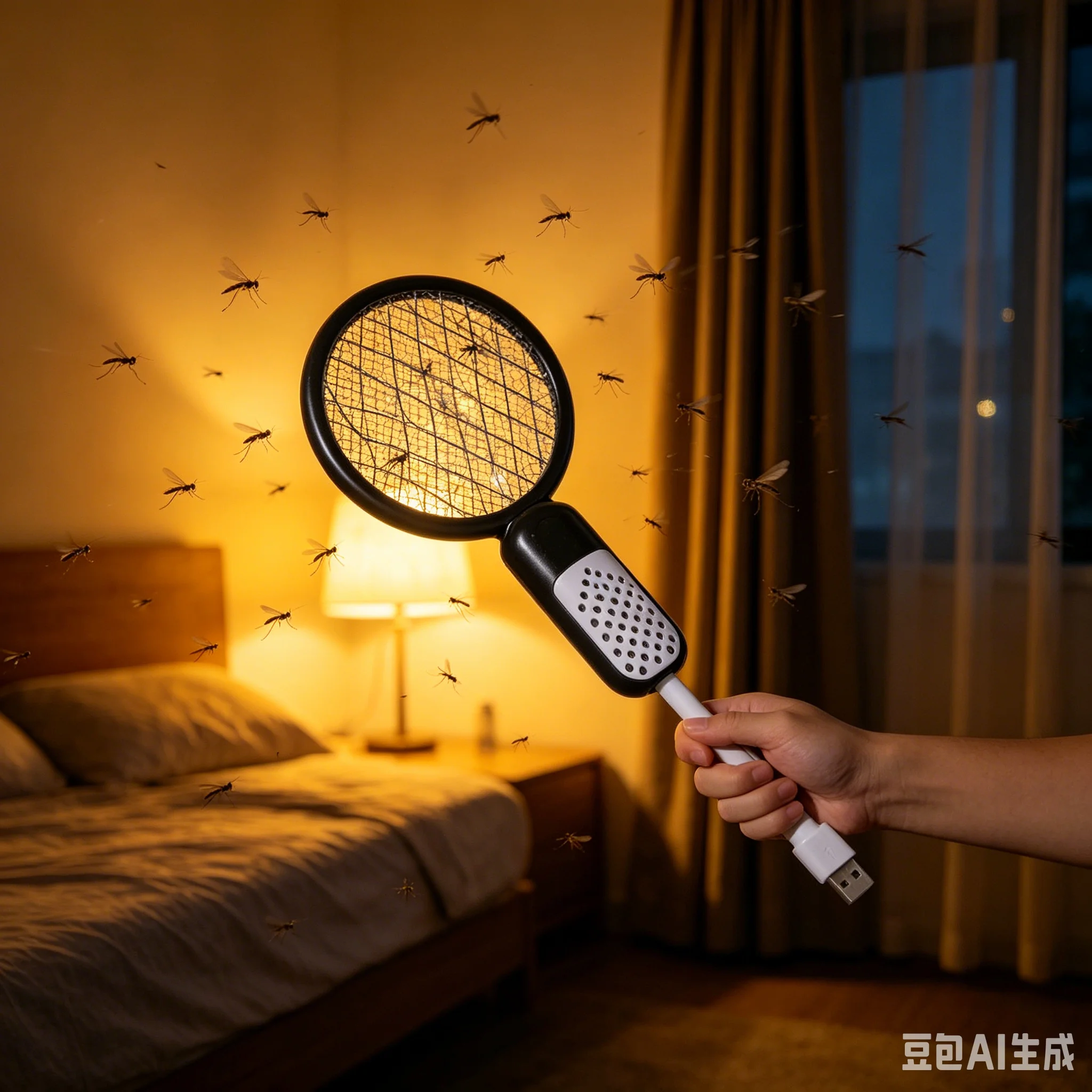 USB Rechargeable Mini Electric Mosquito Swatter Dual Use Bug Zapper Trap Portable Indoor Outdoor Insect Fly Killer