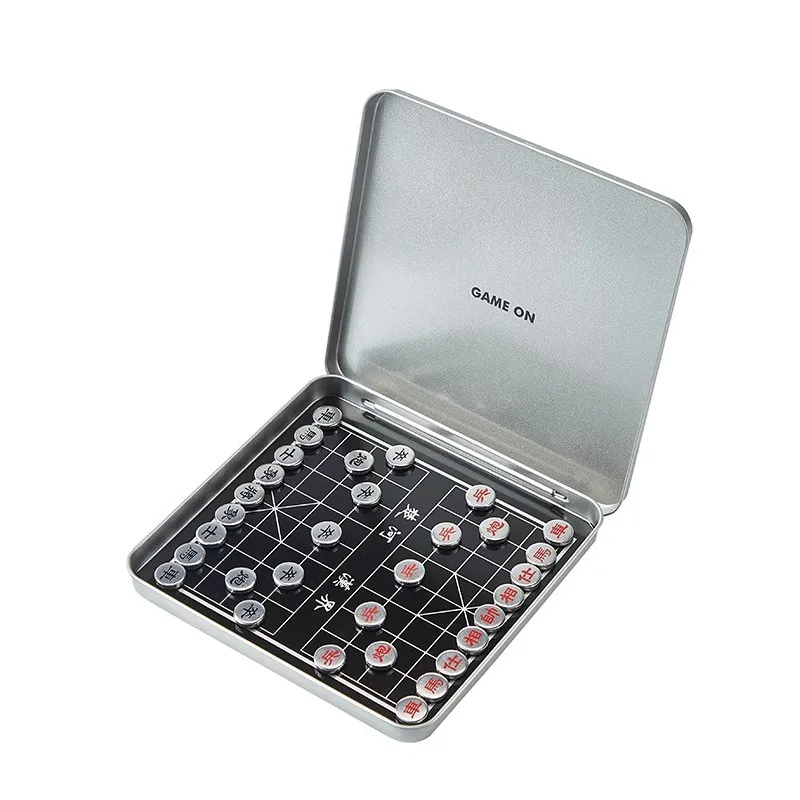 Mini Magnetic Chess Xiangqi Set  Portable Metal Travel Board Game Brain Teaser Puzzle for Kids Adults Desktop Family Party Gift