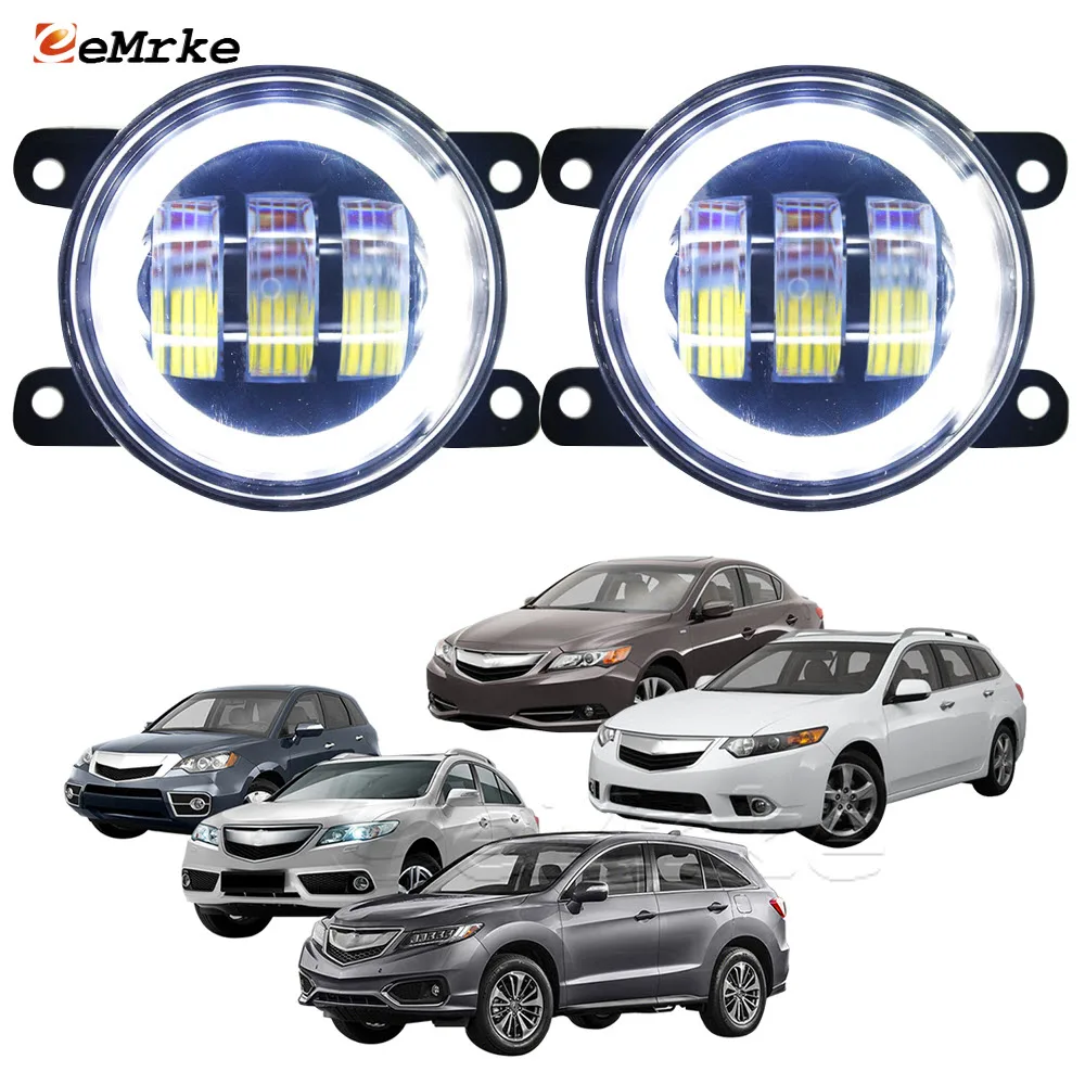 

2x Car Led Fog Lights Assembly for Acura TSX 2011 2012 2013 2014 ILX RDX TL Angel Eyes Headlights Lamp w/ Lens Signal Lights DRL