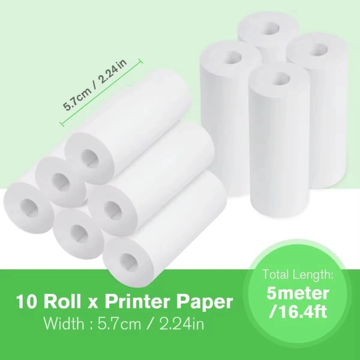 10 Rolls Kids Instant Camera Refill Print Paper,2.2 x 1inch Camera Print Paper,Non-Adhesive Smooth Paper,for Kids Instant Camera