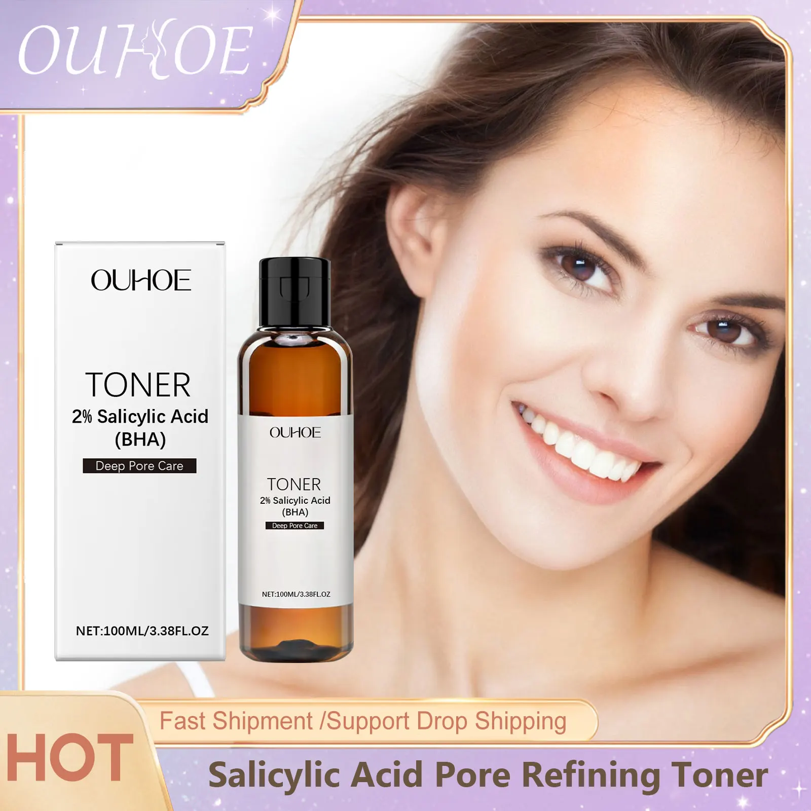 Pore Refining Toner Salicylic Acid Shrink Pores Toning Solution Remove Pimple Brighten Moisturize Repair Hydrating Facial Toner