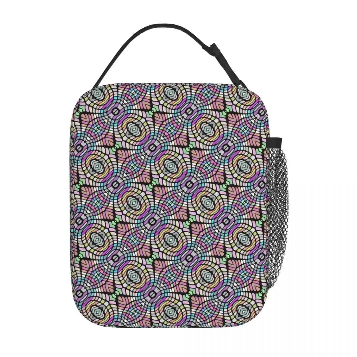 Lunch Bag Tribal Print Art Portable Zipper Lunch Box For Adult Black Oriental Picnic Cooler Bag Casual Oxford Tote Food Bags