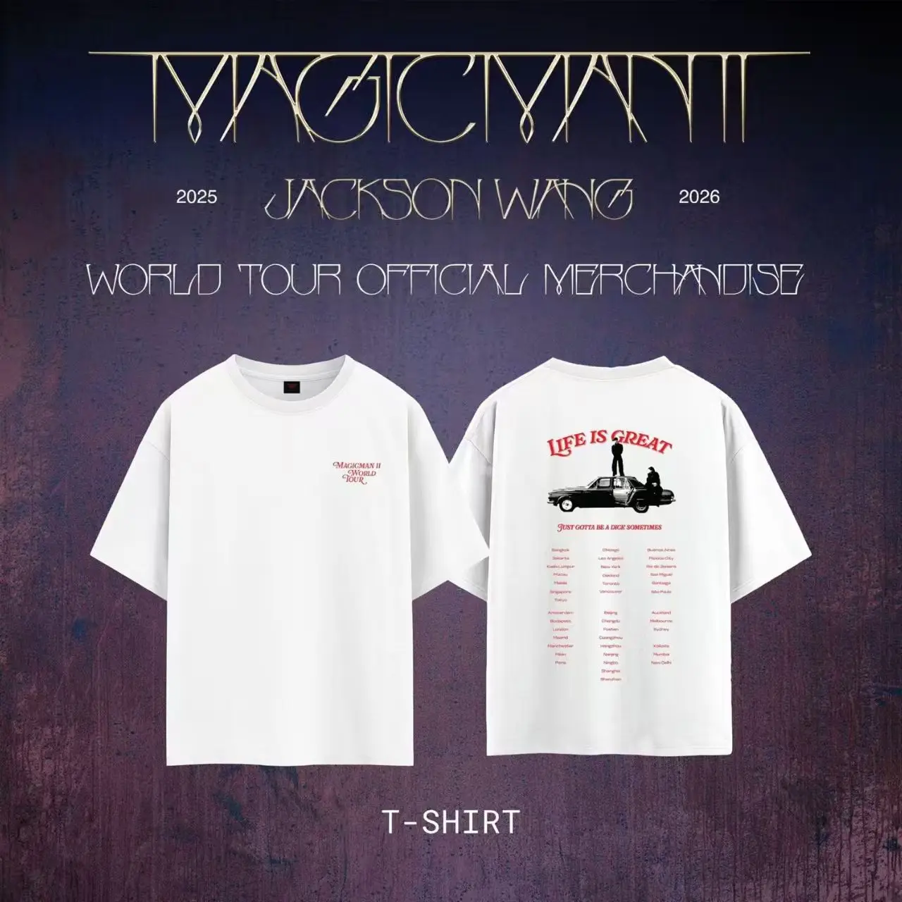 Jackson Wang MAGICMAN 2 Concert Merchandise Same Style T-shirt Unisex Couple Tops Fan Support Apparel MAGICMAN 2 WORLD TOUR - view 5