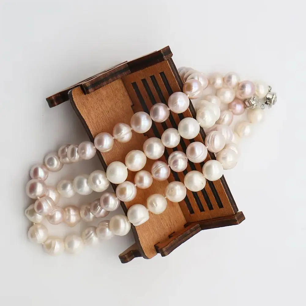 

2 Color Natural Baroque Pearl Necklace 10-11mm Irregular Round Freshwater Screw Pearl Beaded Neck Ornaments For Party Occasion