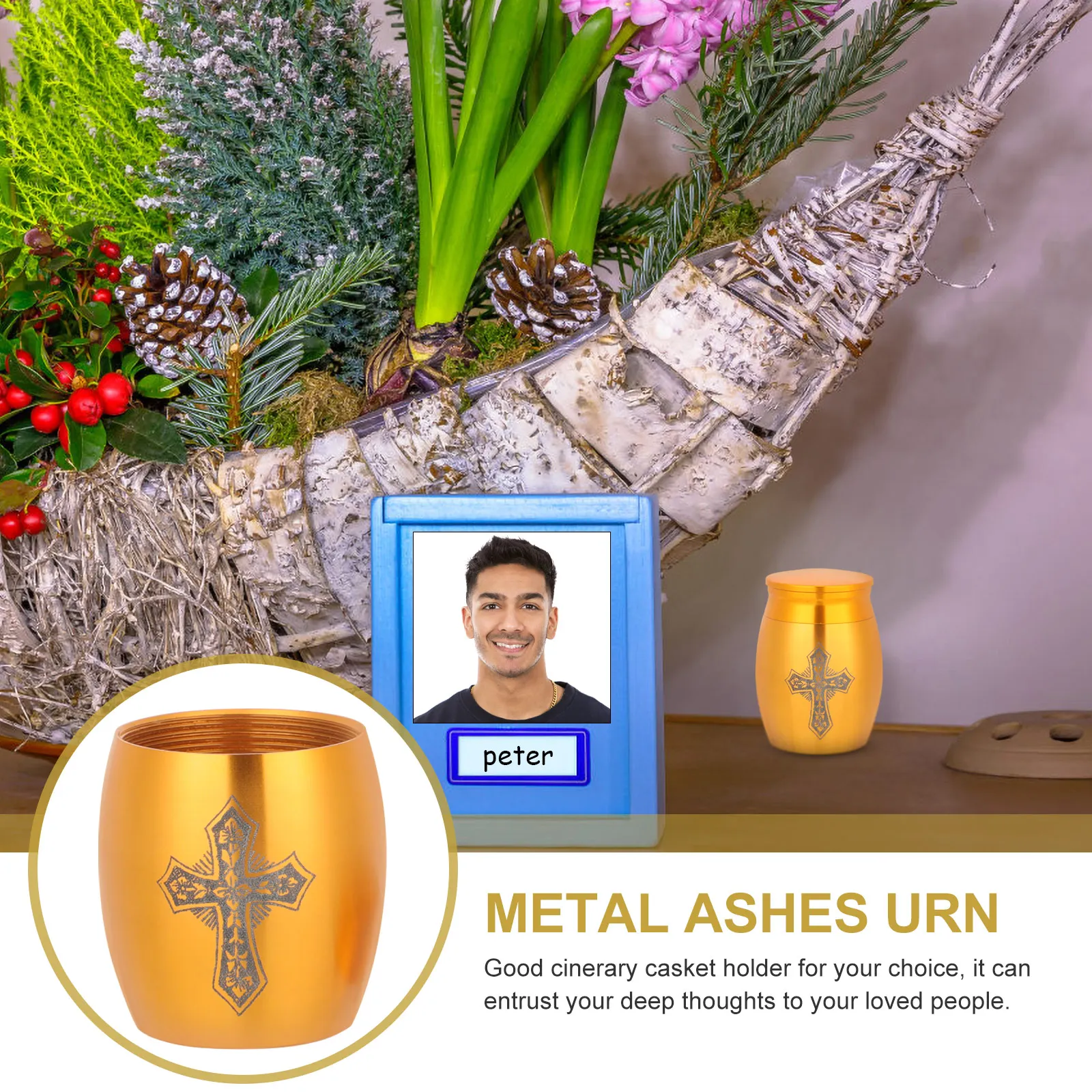 

Smooth Surface Metal Ashes Small Decorative Cremation Urn Adult Human Ashes Storage Jar Memorial Funeral Burial Container Medium