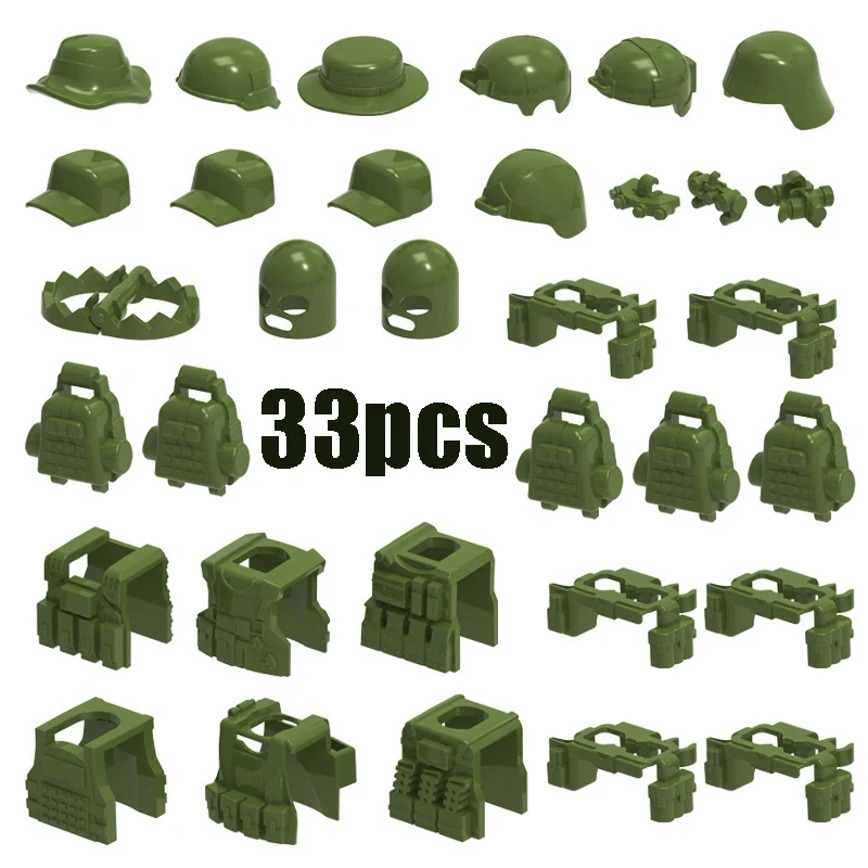 Military Swat Soldier Equipment Set Hats Vest Moc Action Figures Bag Accessories Army Parts Building Block Bricks Toys Kid Gifts