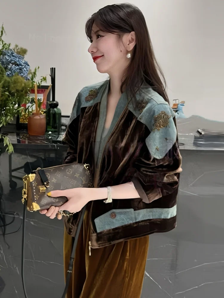 

Корейский джинсовый комплект с высокой талией и широкими брюками, комплект из футболки, женский осенний новый элитный повседневный одинаковый комплект