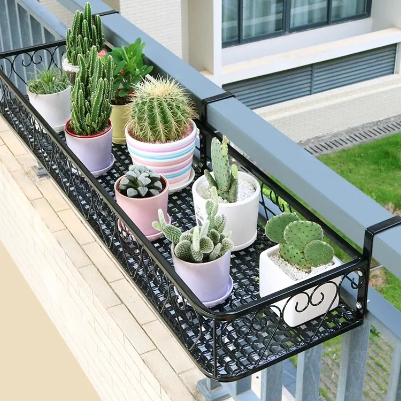 Balcony Flower Holder Hanging Planter Bracket for Railing Vertical Plant Shelves for Succulents Outdoor Gardening Storage Rack