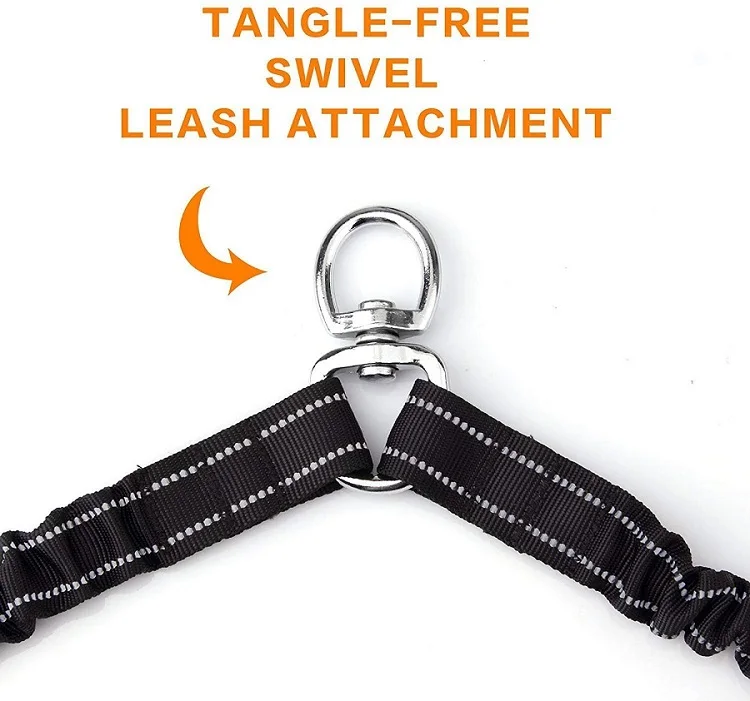 360 Swivel No Tangle Walking Dog Leash for two dogs Shock Absorbing Bungee Dual Double Dog Leash