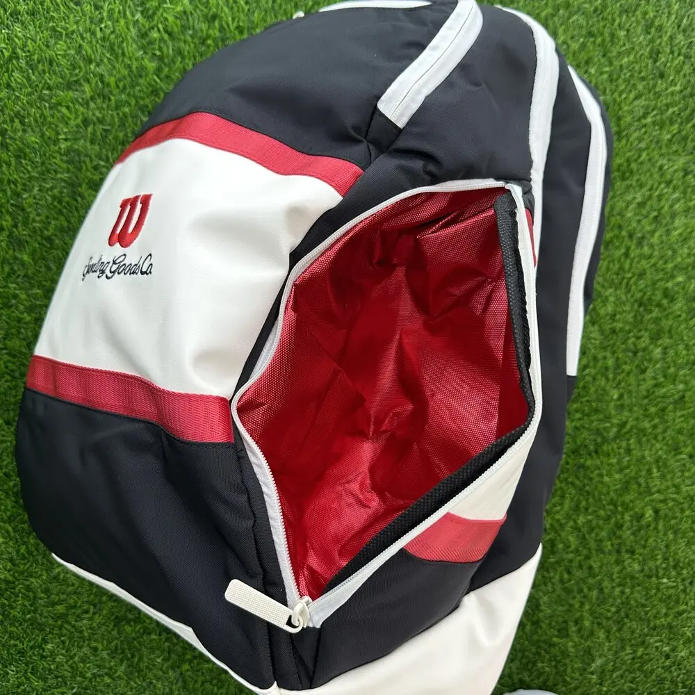 Wilson 2024 Tennis Bag New COURAGE Series Red, White, Black Backpack 9-Pack Tennis Racket Bag Accessories Bag for Men and Women