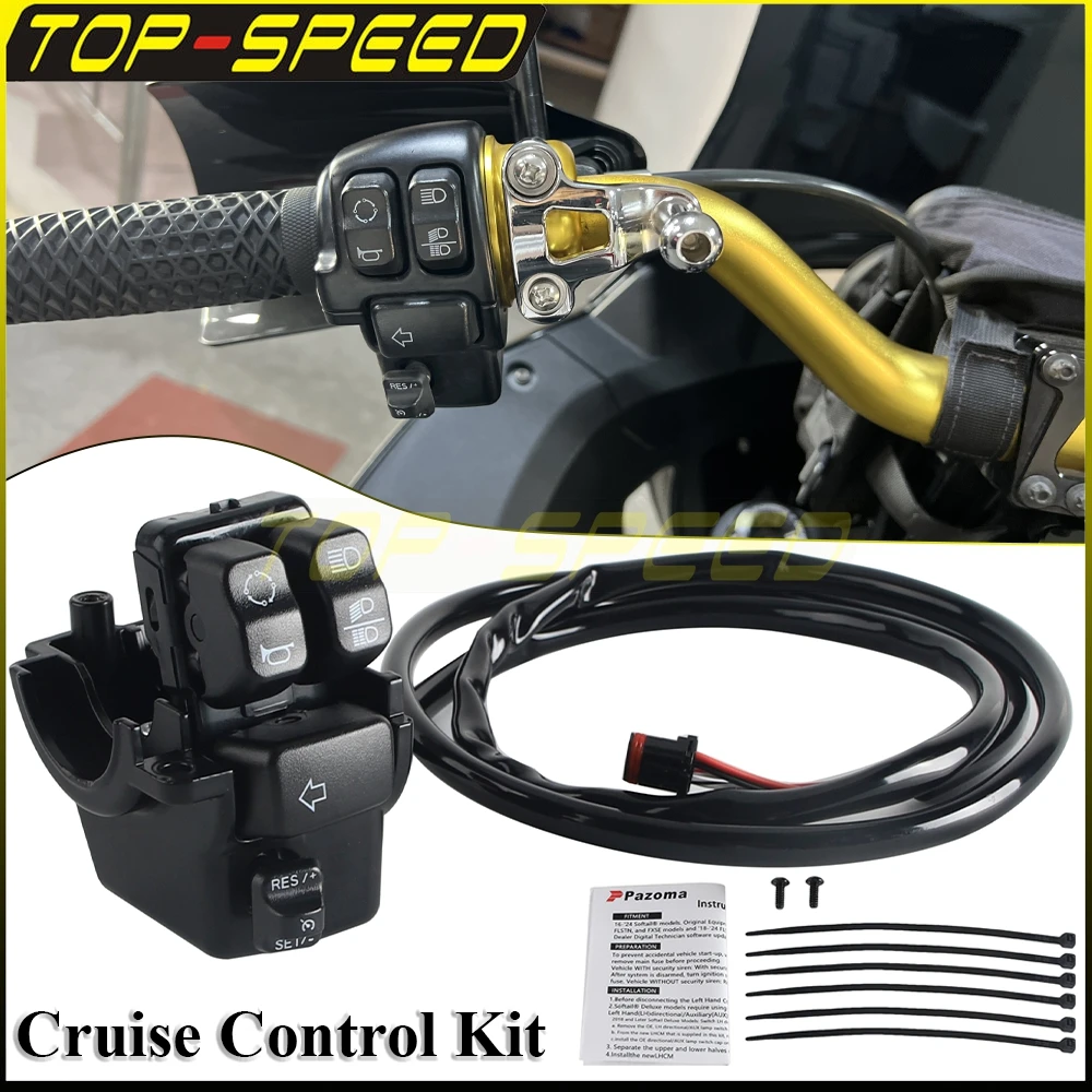 

For Harley Softail FLSS FLSTC FLSTFBS FLSTN FXSE FLSB FLHC FLHCS Motorcycle Cruise Control Button Kit Handlebar Control Switch