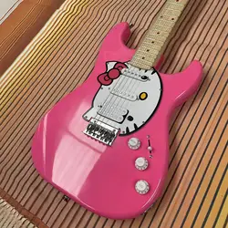 KT cat style 6-string split electric guitar, pink body, high gloss, maple fingerboard, maple track, painted protective plate, si