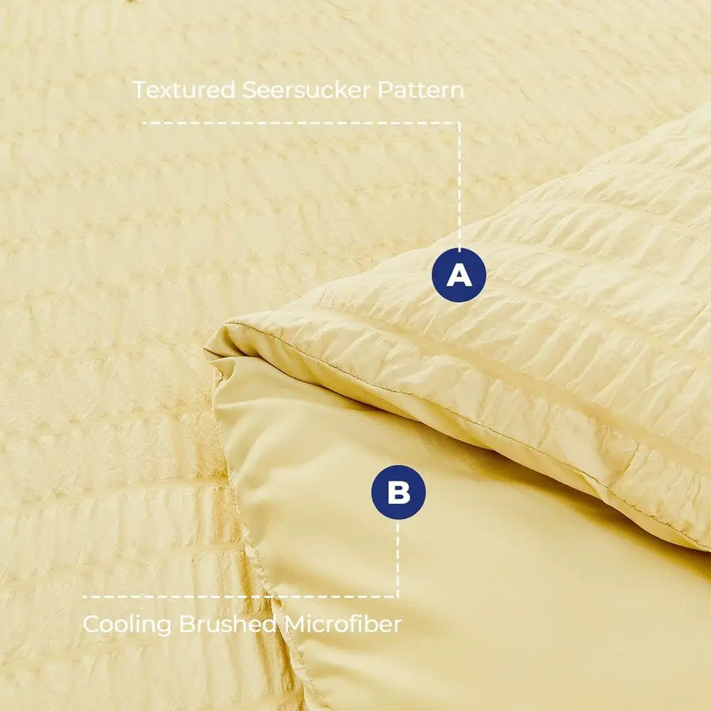 طقم لحاف كوين مكون من 7 قطع من Seersucker، مفروشات فاخرة لجميع المواسم مع ملاءات وأكياس وسائد وأغطية شمس #4