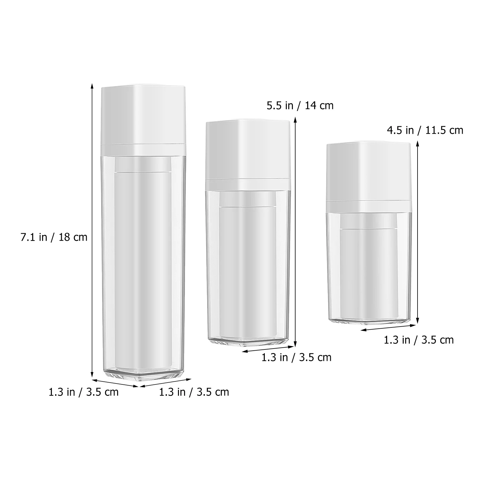 

Refillable Airless Pump Dispensers 3 Pack Travel Bottles For Lotion Shampoo Gel Lightweight Portable Empty Containers
