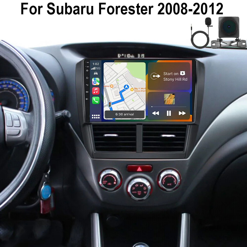 Android13 Автомобильная стереосистема с GPS-навигацией 4 + 64G для Subaru Forester 2008-2012, подходит для CarPlay Android Auto 9in SWC Mirror Link + AHD